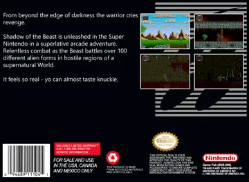 Super Shadow of the Beast (USA) (Proto) box cover back